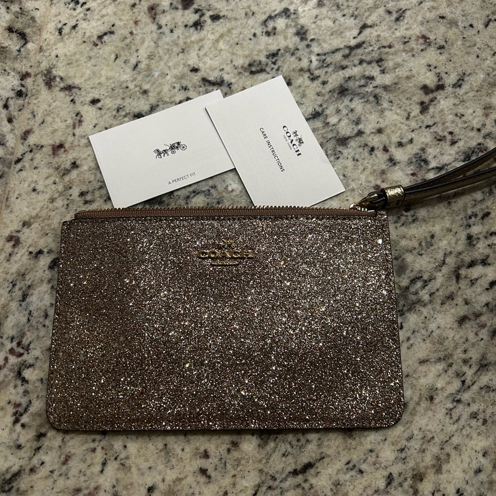 Coach Sparkling Wristlet in Bronze